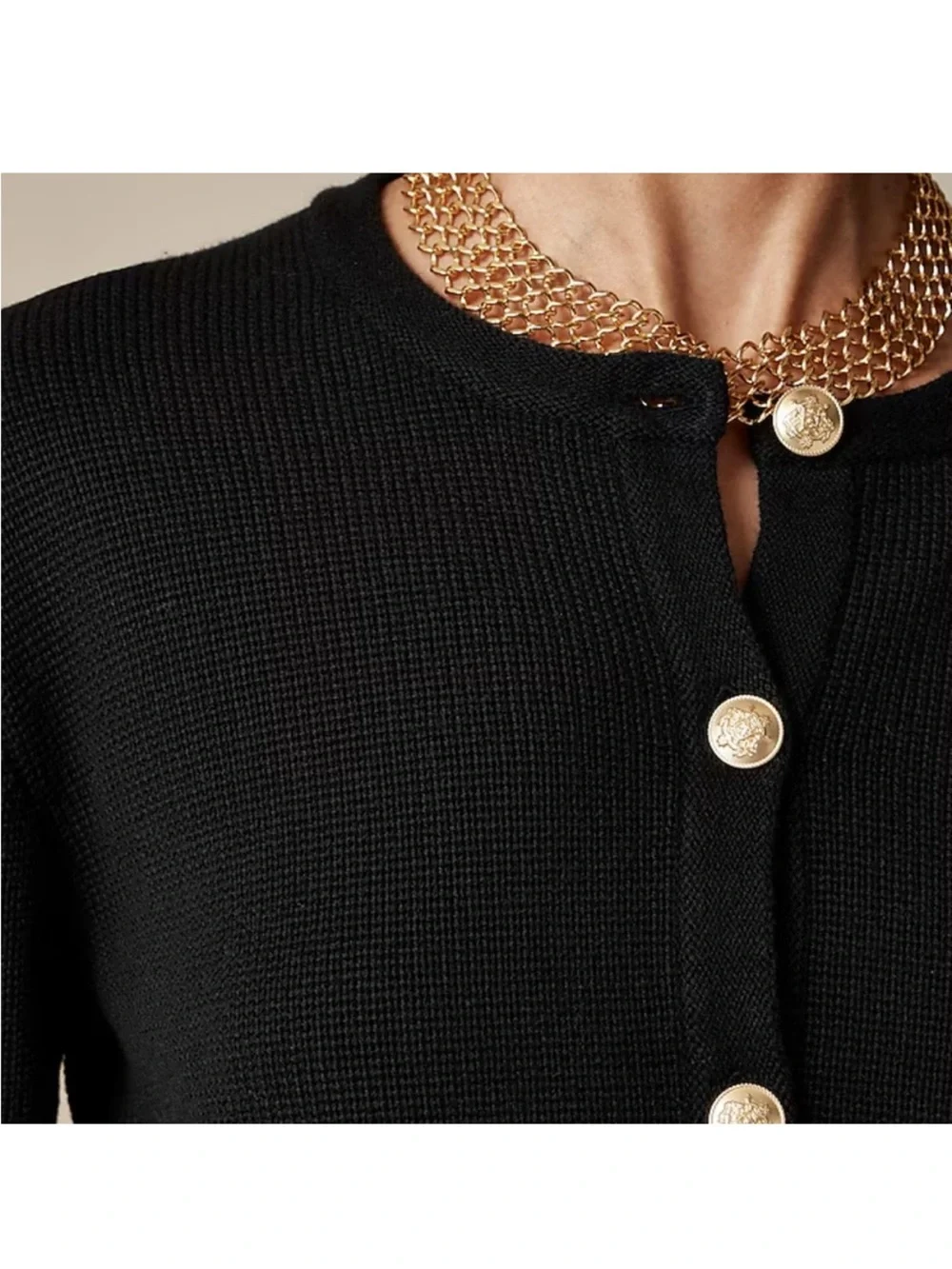 J. Crew Emilie Sweater Lady Jacket in Black Cotton Knit Size M